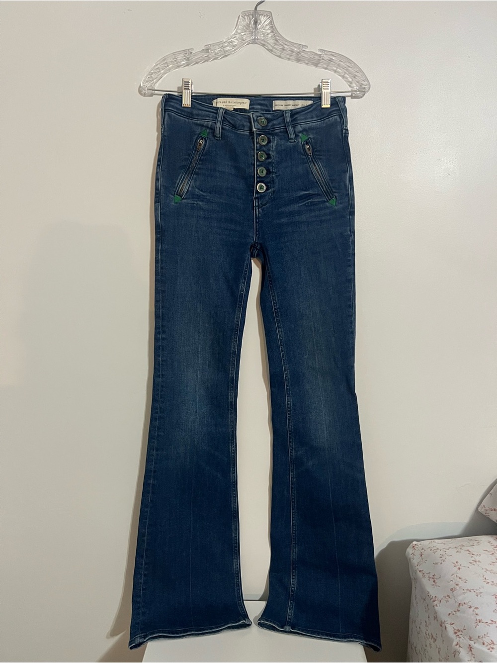 Anthropologie Pilcro & the Letterpress Dark High Rise Boot Cut Button Fly Jeans